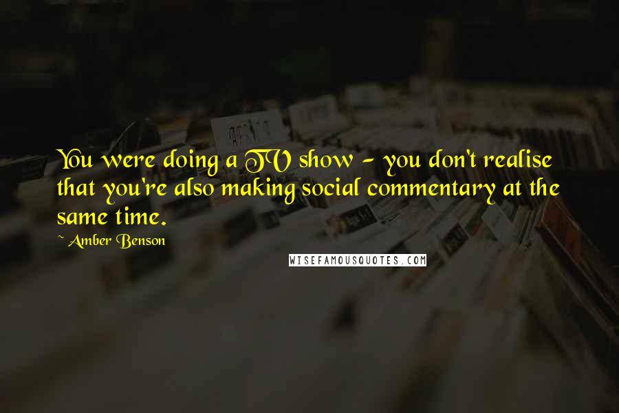 Amber Benson Quotes: You were doing a TV show - you don't realise that you're also making social commentary at the same time.