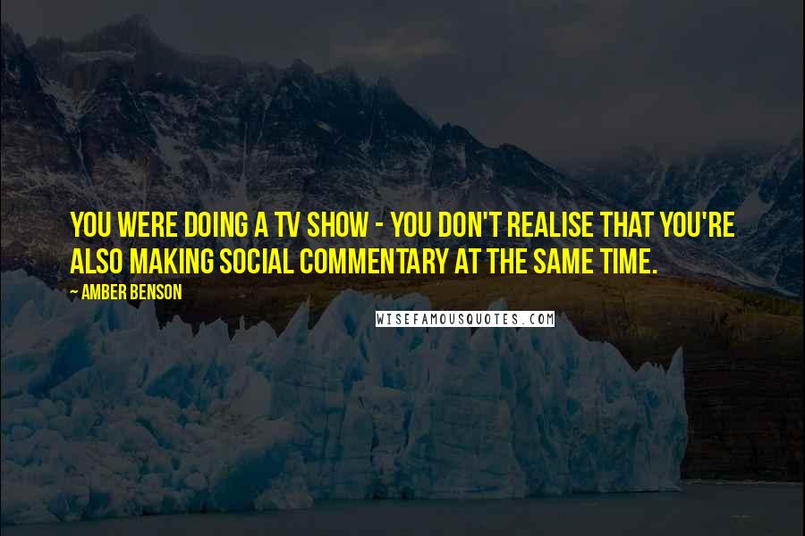 Amber Benson Quotes: You were doing a TV show - you don't realise that you're also making social commentary at the same time.