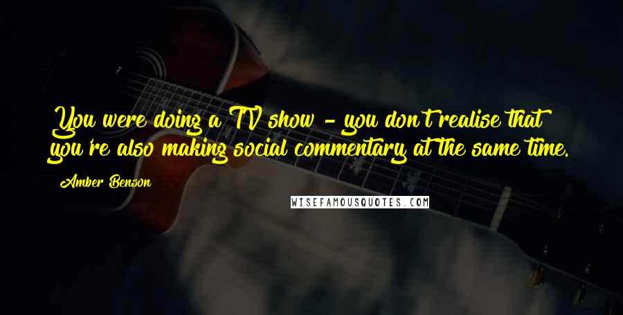 Amber Benson Quotes: You were doing a TV show - you don't realise that you're also making social commentary at the same time.