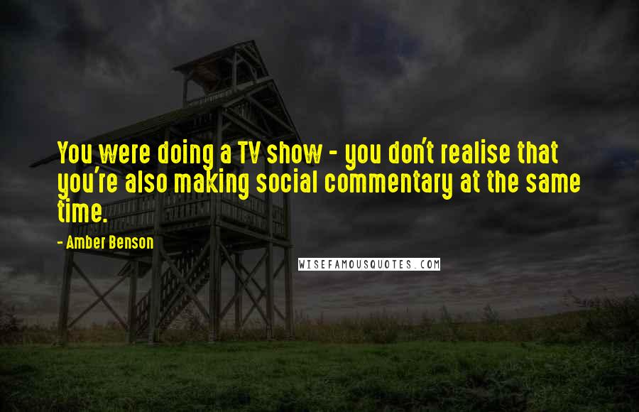 Amber Benson Quotes: You were doing a TV show - you don't realise that you're also making social commentary at the same time.