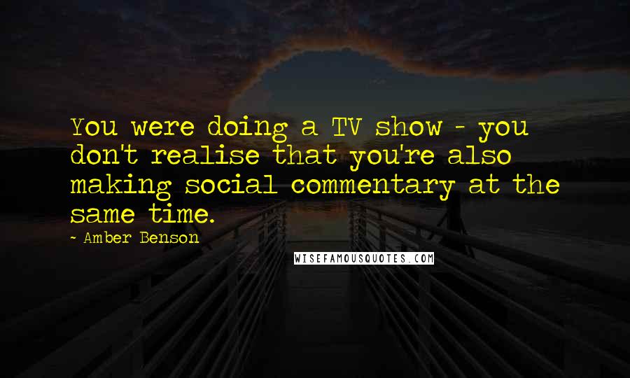 Amber Benson Quotes: You were doing a TV show - you don't realise that you're also making social commentary at the same time.