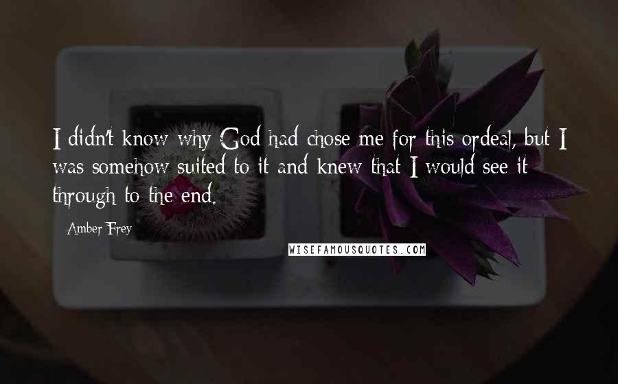 Amber Frey Quotes: I didn't know why God had chose me for this ordeal, but I was somehow suited to it and knew that I would see it through to the end.