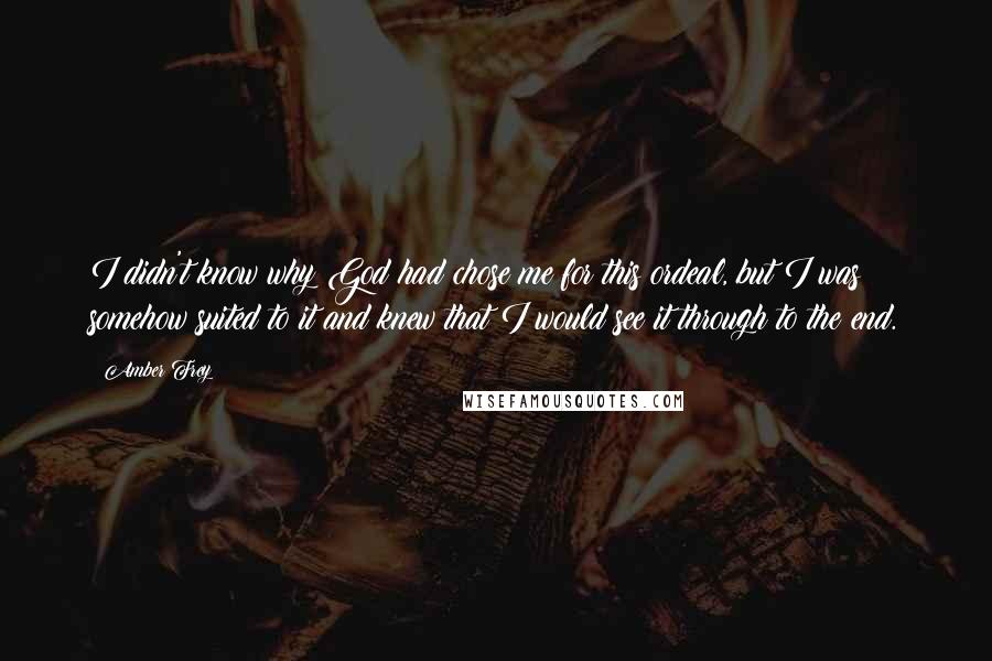 Amber Frey Quotes: I didn't know why God had chose me for this ordeal, but I was somehow suited to it and knew that I would see it through to the end.