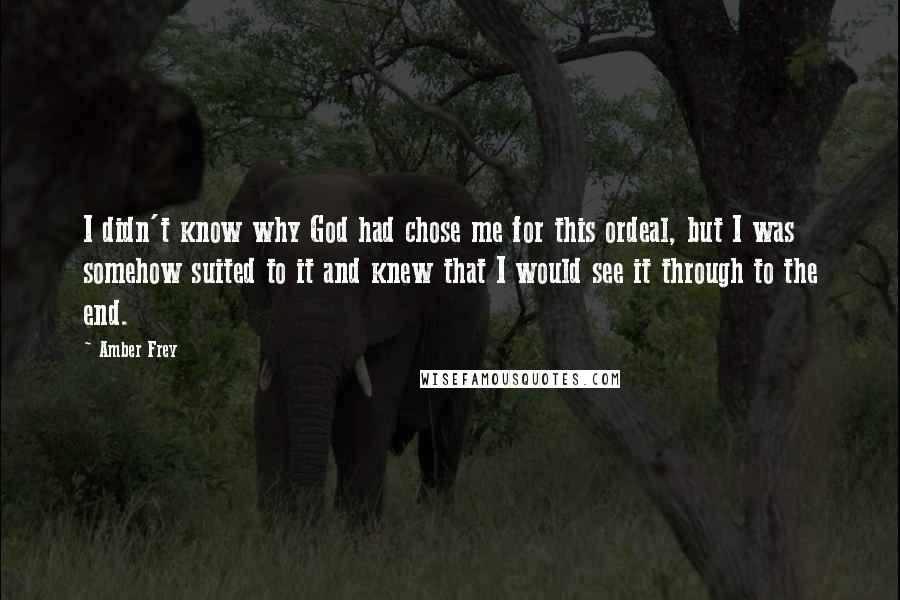 Amber Frey Quotes: I didn't know why God had chose me for this ordeal, but I was somehow suited to it and knew that I would see it through to the end.