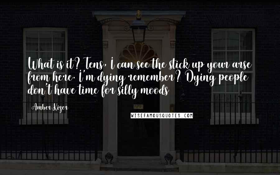 Amber Kizer Quotes: What is it? Tens, I can see the stick up your arse from here. I'm dying remember? Dying people don't have time for silly moods