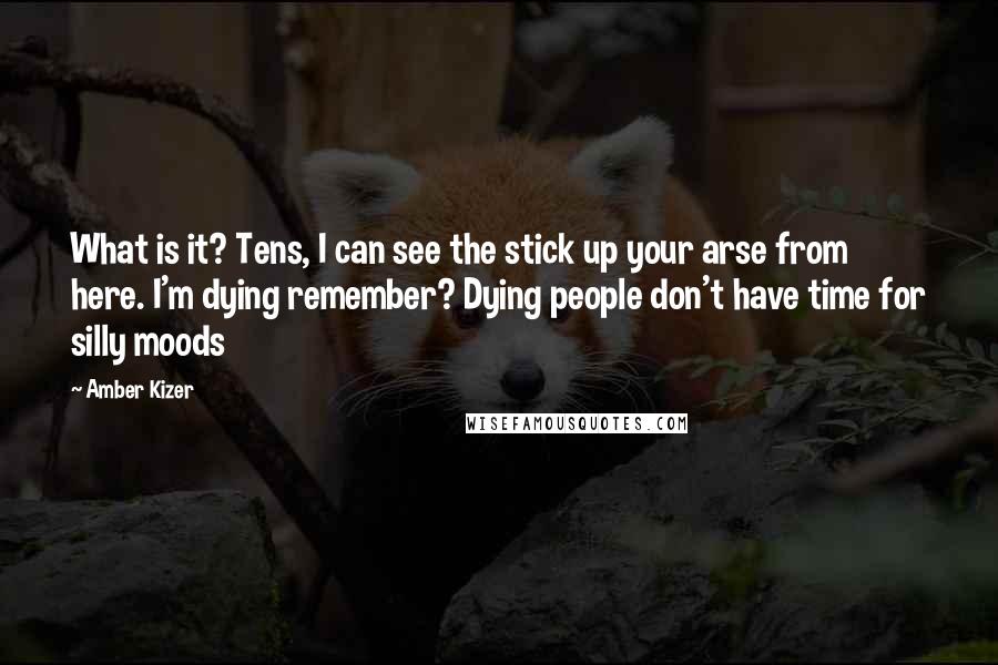 Amber Kizer Quotes: What is it? Tens, I can see the stick up your arse from here. I'm dying remember? Dying people don't have time for silly moods