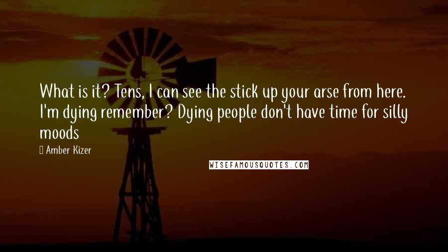 Amber Kizer Quotes: What is it? Tens, I can see the stick up your arse from here. I'm dying remember? Dying people don't have time for silly moods