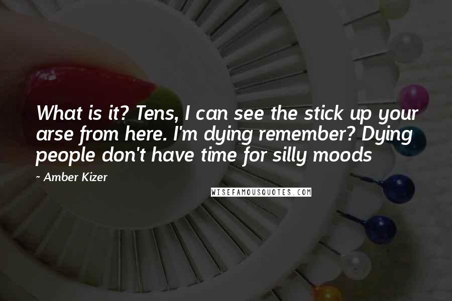 Amber Kizer Quotes: What is it? Tens, I can see the stick up your arse from here. I'm dying remember? Dying people don't have time for silly moods