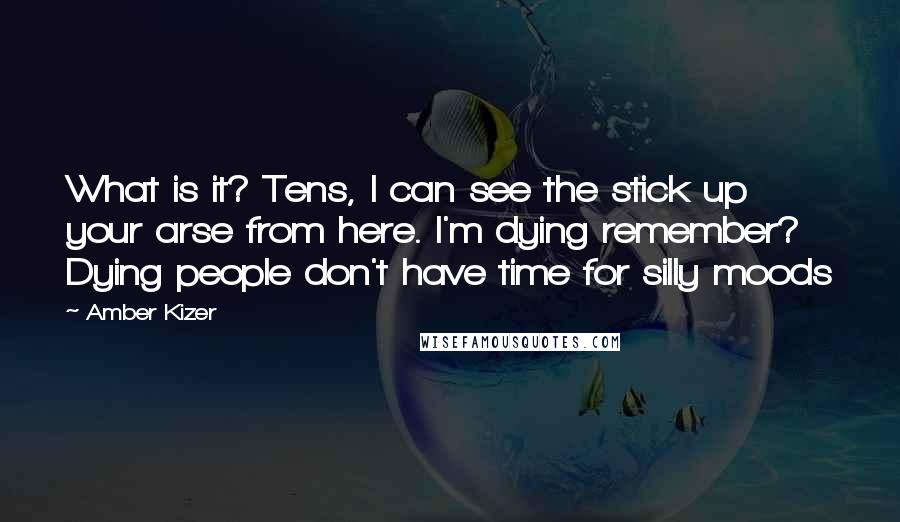 Amber Kizer Quotes: What is it? Tens, I can see the stick up your arse from here. I'm dying remember? Dying people don't have time for silly moods