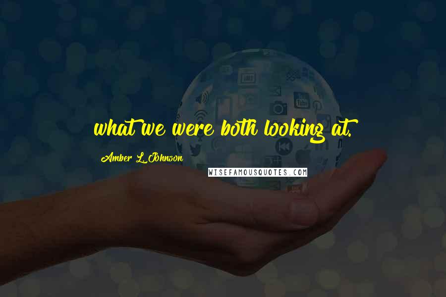 Amber L. Johnson Quotes: what we were both looking at.