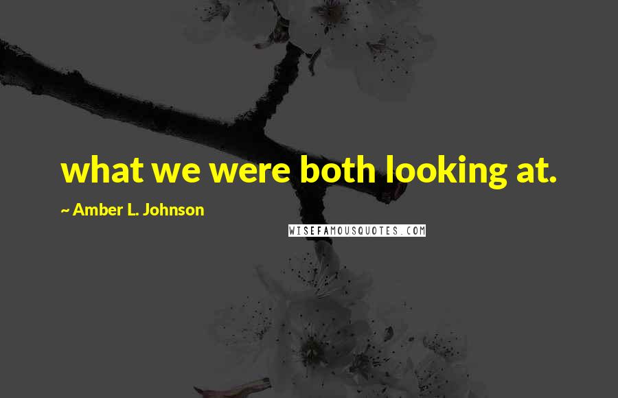 Amber L. Johnson Quotes: what we were both looking at.