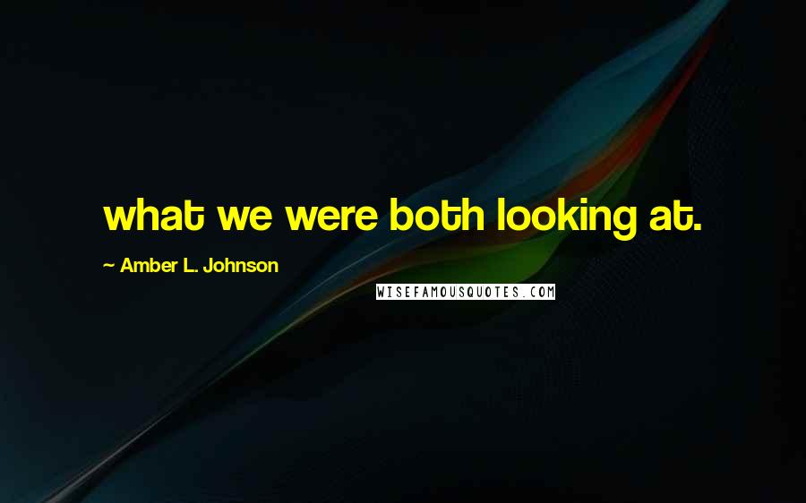 Amber L. Johnson Quotes: what we were both looking at.