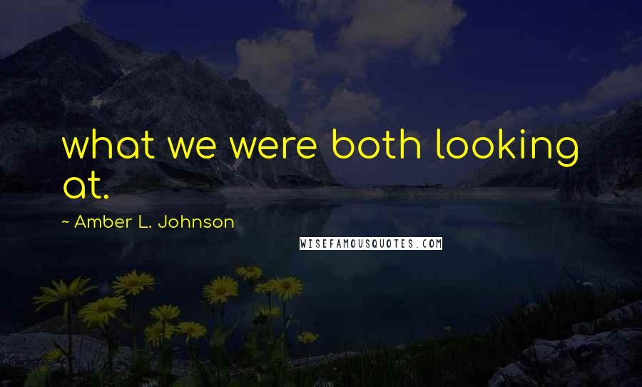 Amber L. Johnson Quotes: what we were both looking at.