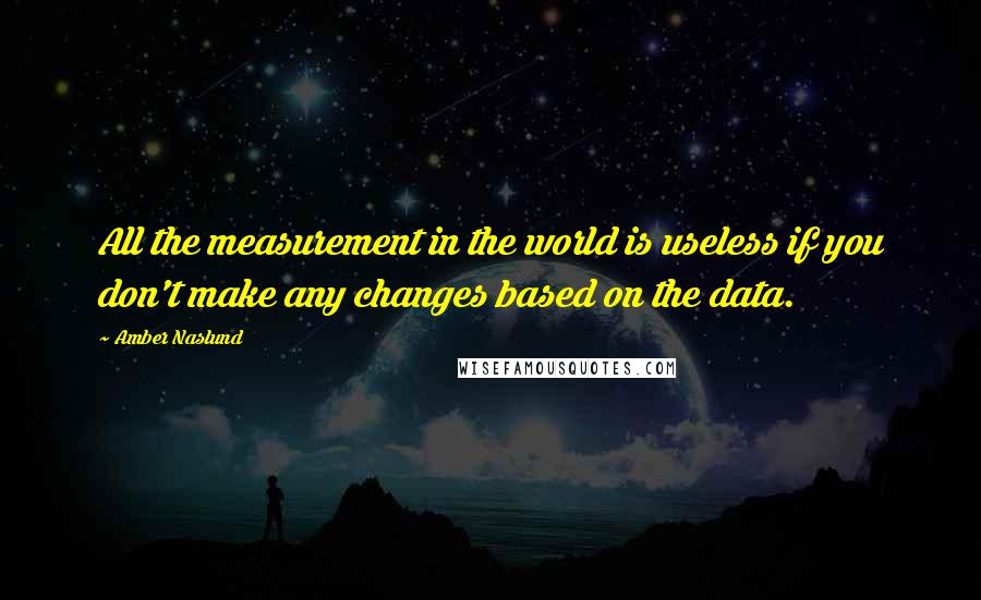 Amber Naslund Quotes: All the measurement in the world is useless if you don't make any changes based on the data.