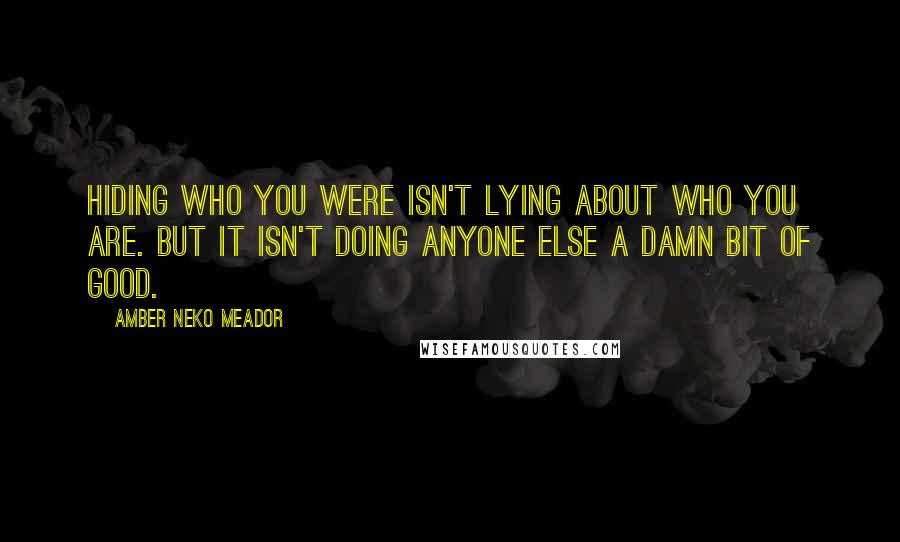 Amber Neko Meador Quotes: Hiding who you were isn't lying about who you are. But it isn't doing anyone else a damn bit of good.