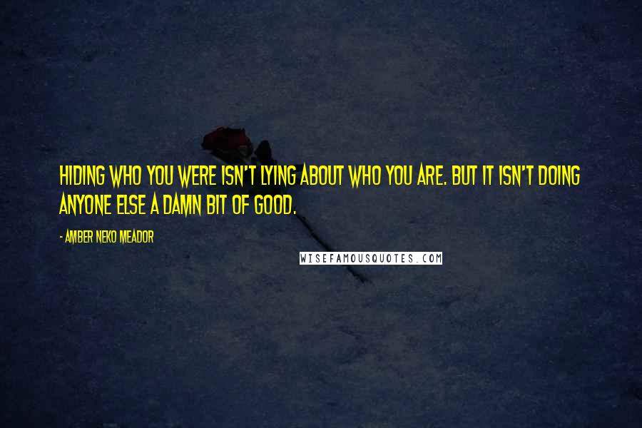 Amber Neko Meador Quotes: Hiding who you were isn't lying about who you are. But it isn't doing anyone else a damn bit of good.