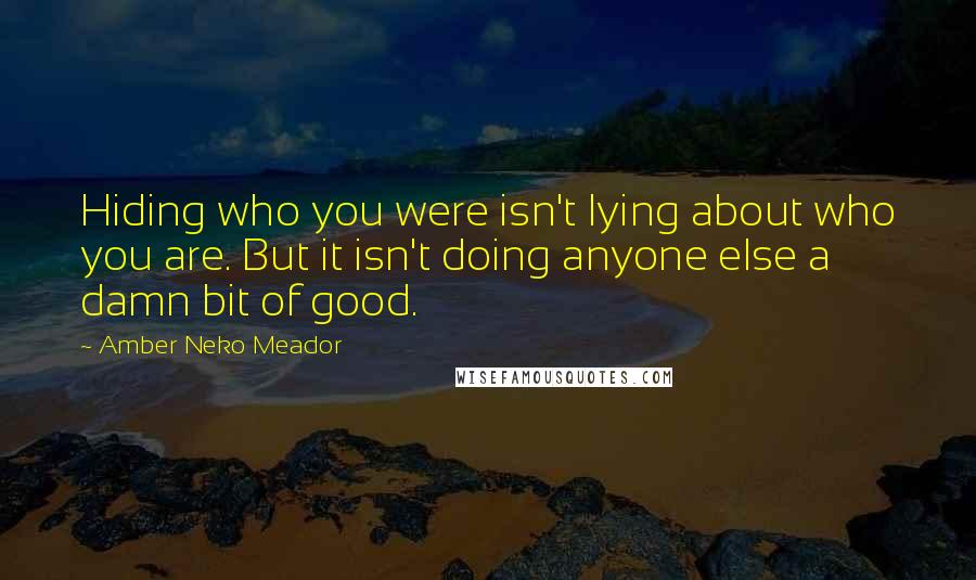 Amber Neko Meador Quotes: Hiding who you were isn't lying about who you are. But it isn't doing anyone else a damn bit of good.