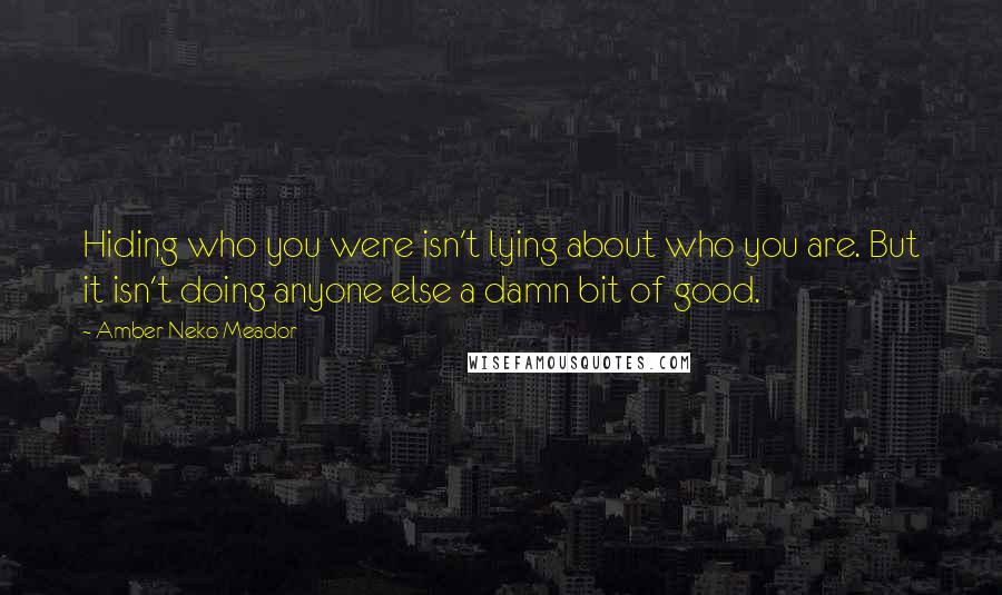 Amber Neko Meador Quotes: Hiding who you were isn't lying about who you are. But it isn't doing anyone else a damn bit of good.