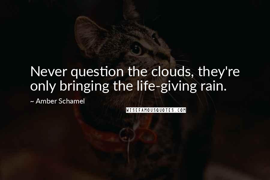 Amber Schamel Quotes: Never question the clouds, they're only bringing the life-giving rain.
