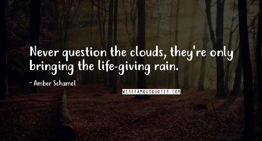 Amber Schamel Quotes: Never question the clouds, they're only bringing the life-giving rain.