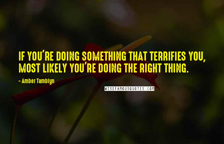 Amber Tamblyn Quotes: IF YOU'RE DOING SOMETHING THAT TERRIFIES YOU, MOST LIKELY YOU'RE DOING THE RIGHT THING.