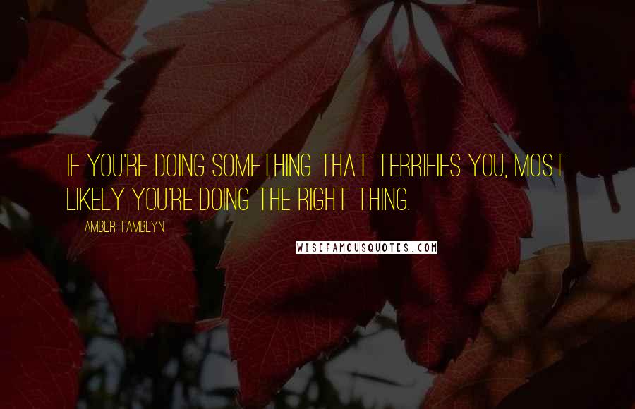 Amber Tamblyn Quotes: IF YOU'RE DOING SOMETHING THAT TERRIFIES YOU, MOST LIKELY YOU'RE DOING THE RIGHT THING.