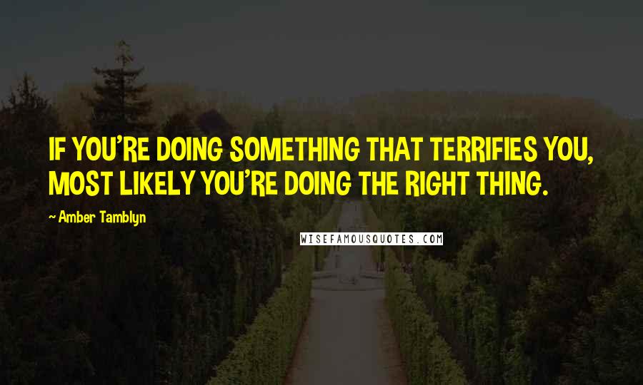 Amber Tamblyn Quotes: IF YOU'RE DOING SOMETHING THAT TERRIFIES YOU, MOST LIKELY YOU'RE DOING THE RIGHT THING.