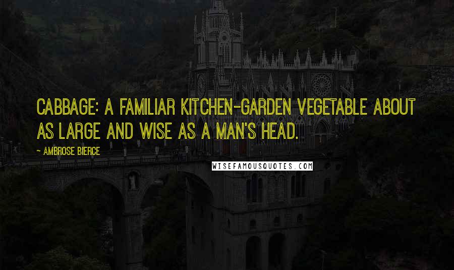 Ambrose Bierce Quotes: Cabbage: a familiar kitchen-garden vegetable about as large and wise as a man's head.