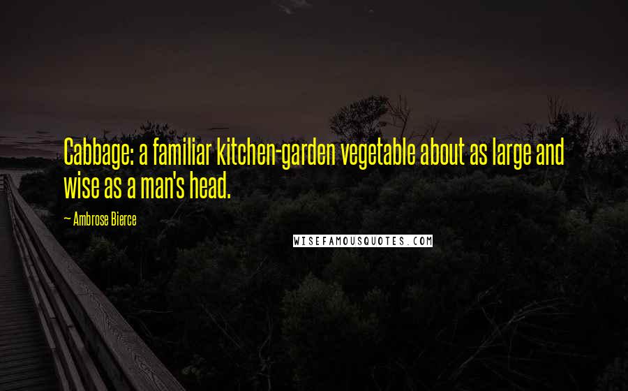 Ambrose Bierce Quotes: Cabbage: a familiar kitchen-garden vegetable about as large and wise as a man's head.