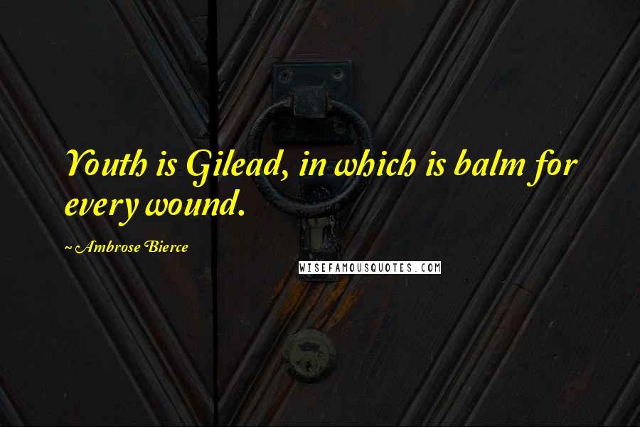 Ambrose Bierce Quotes: Youth is Gilead, in which is balm for every wound.