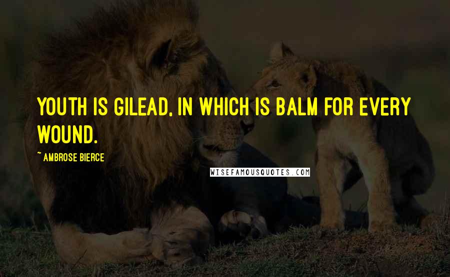 Ambrose Bierce Quotes: Youth is Gilead, in which is balm for every wound.