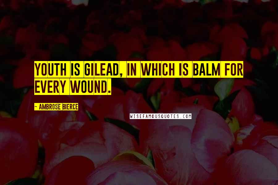 Ambrose Bierce Quotes: Youth is Gilead, in which is balm for every wound.