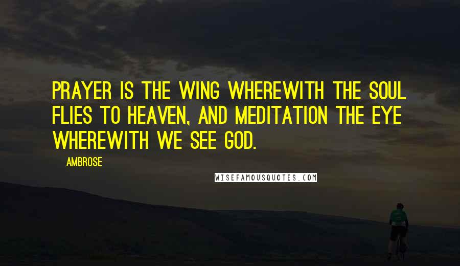 Ambrose Quotes: Prayer is the wing wherewith the soul flies to heaven, and meditation the eye wherewith we see God.