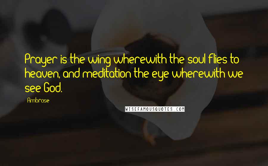 Ambrose Quotes: Prayer is the wing wherewith the soul flies to heaven, and meditation the eye wherewith we see God.