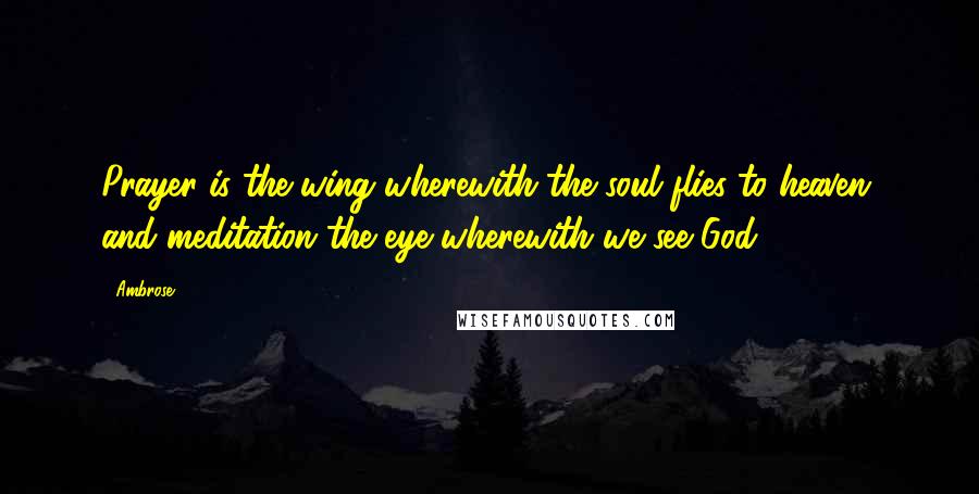 Ambrose Quotes: Prayer is the wing wherewith the soul flies to heaven, and meditation the eye wherewith we see God.