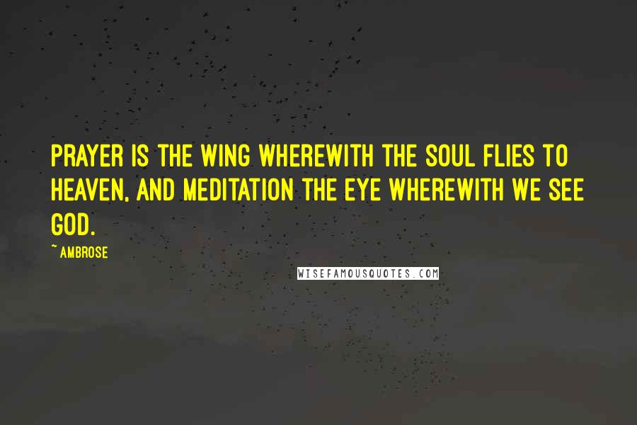 Ambrose Quotes: Prayer is the wing wherewith the soul flies to heaven, and meditation the eye wherewith we see God.