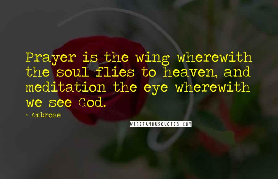 Ambrose Quotes: Prayer is the wing wherewith the soul flies to heaven, and meditation the eye wherewith we see God.