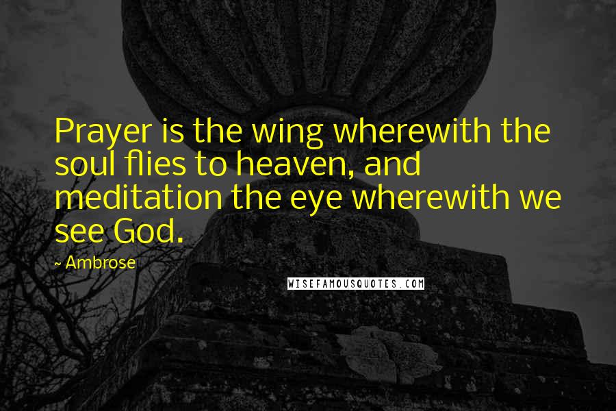 Ambrose Quotes: Prayer is the wing wherewith the soul flies to heaven, and meditation the eye wherewith we see God.