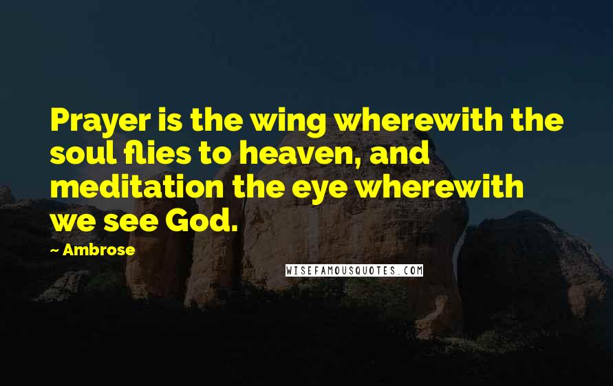 Ambrose Quotes: Prayer is the wing wherewith the soul flies to heaven, and meditation the eye wherewith we see God.