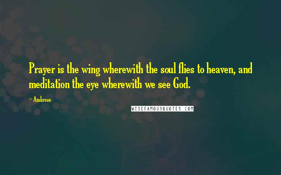 Ambrose Quotes: Prayer is the wing wherewith the soul flies to heaven, and meditation the eye wherewith we see God.