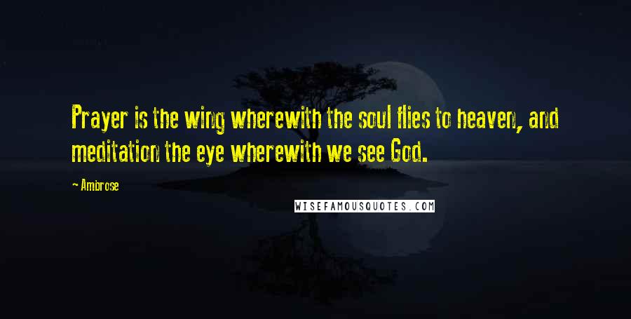 Ambrose Quotes: Prayer is the wing wherewith the soul flies to heaven, and meditation the eye wherewith we see God.