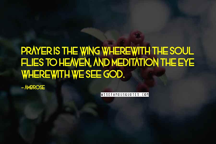 Ambrose Quotes: Prayer is the wing wherewith the soul flies to heaven, and meditation the eye wherewith we see God.