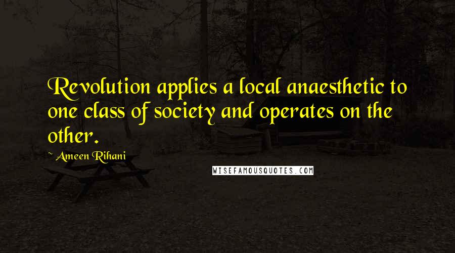 Ameen Rihani Quotes: Revolution applies a local anaesthetic to one class of society and operates on the other.