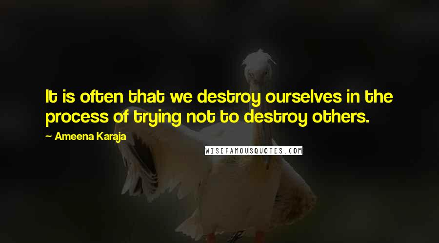 Ameena Karaja Quotes: It is often that we destroy ourselves in the process of trying not to destroy others.