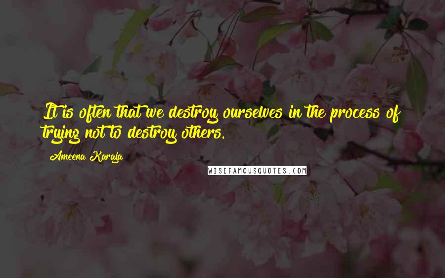 Ameena Karaja Quotes: It is often that we destroy ourselves in the process of trying not to destroy others.