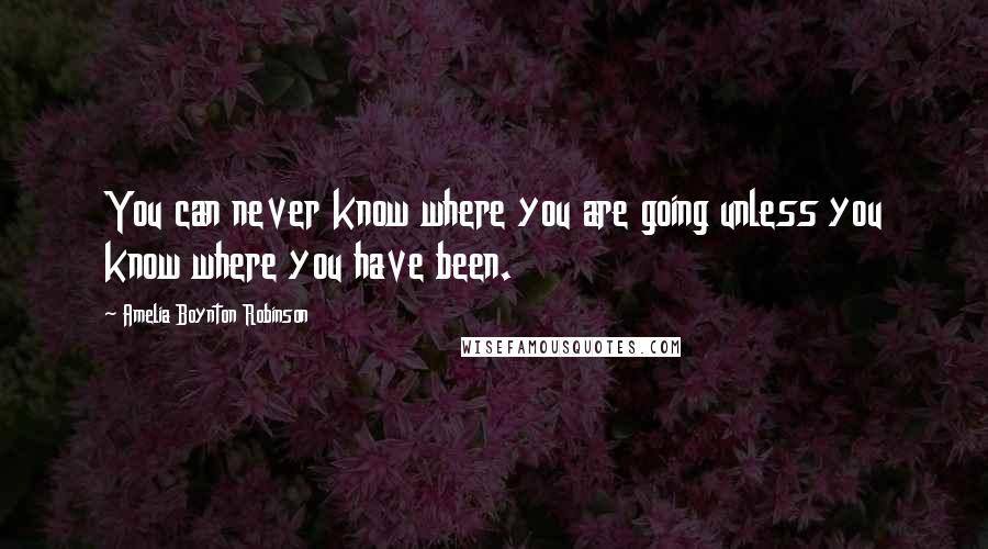 Amelia Boynton Robinson Quotes: You can never know where you are going unless you know where you have been.