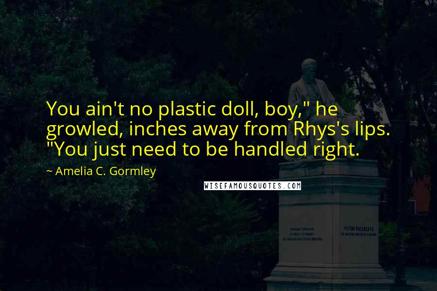 Amelia C. Gormley Quotes: You ain't no plastic doll, boy," he growled, inches away from Rhys's lips. "You just need to be handled right.