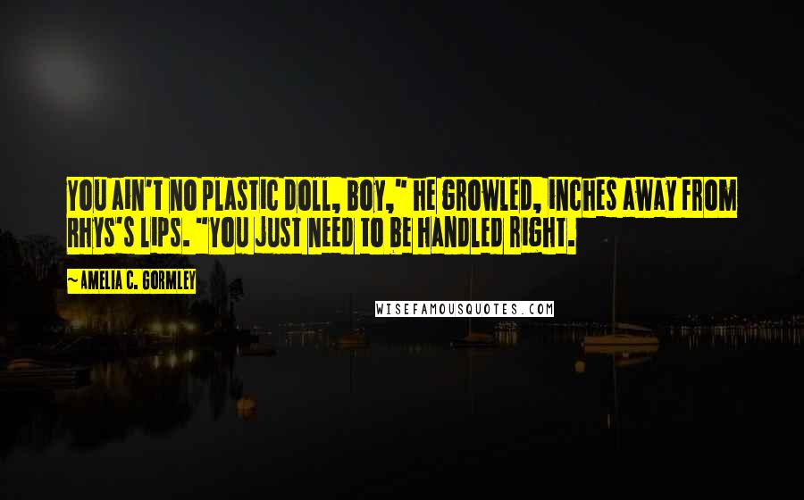 Amelia C. Gormley Quotes: You ain't no plastic doll, boy," he growled, inches away from Rhys's lips. "You just need to be handled right.