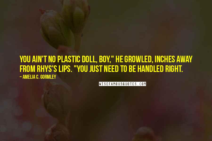 Amelia C. Gormley Quotes: You ain't no plastic doll, boy," he growled, inches away from Rhys's lips. "You just need to be handled right.