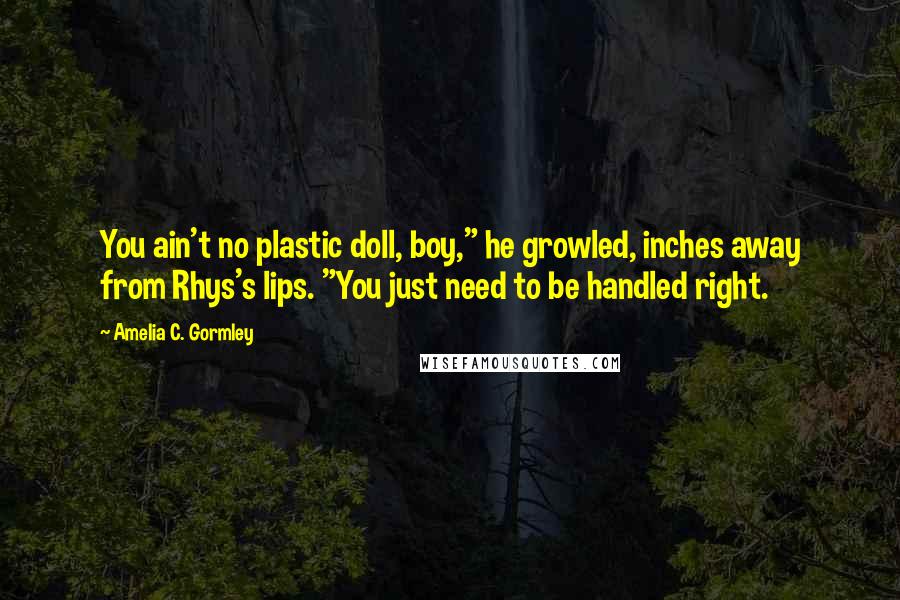 Amelia C. Gormley Quotes: You ain't no plastic doll, boy," he growled, inches away from Rhys's lips. "You just need to be handled right.